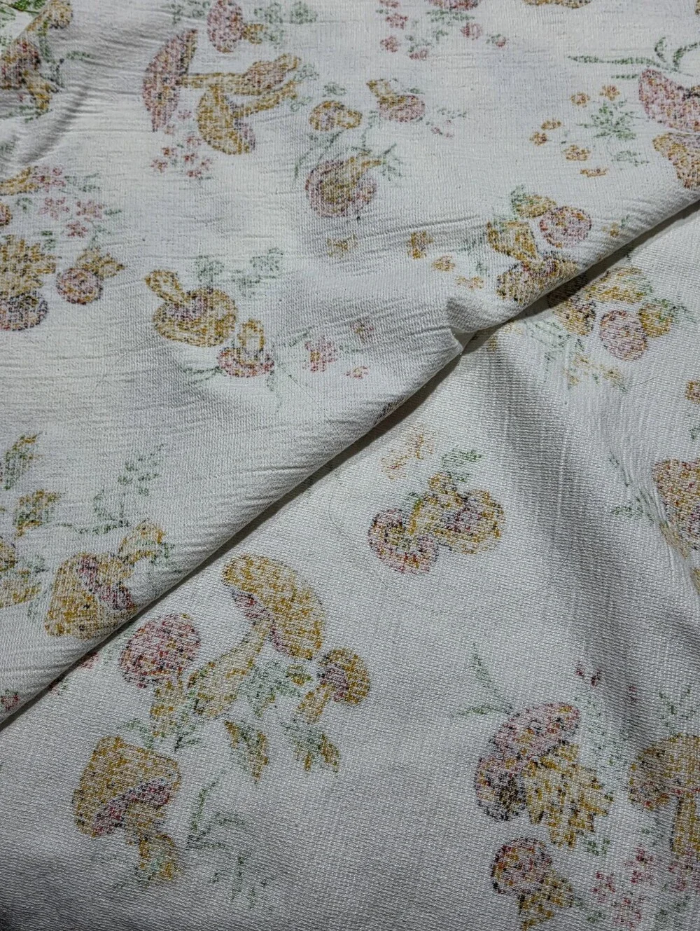Vintage 70s Mushroom Print Terrycloth Tablecloth 50